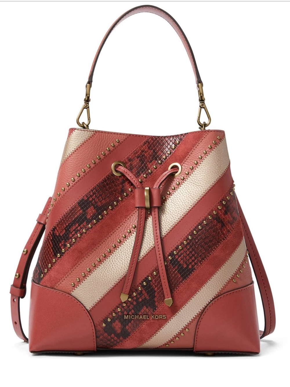 NWOT Micheal Kors Mercer Gallery Studded Leather Medium Bucket Bag